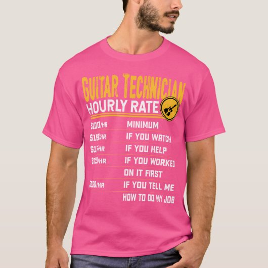 Guitar-technicus Uurly Rate - Funny Guitar Tech T-shirt (Voorkant)
