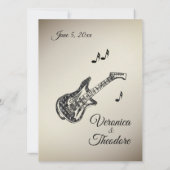 Guitar Theme Antiek Gold Wedding Uitnodiging (Achterkant)