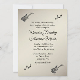 Guitar Theme Antiek Gold Wedding Uitnodiging