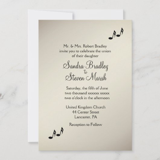 Guitar Theme Antiek Gold Wedding Uitnodiging (Voorkant)