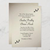 Guitar Theme Antiek Gold Wedding Uitnodiging (Voorkant / Achterkant)