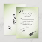 Guitar Theme Verbluffende Groene RSVP met de Keuze (Voorkant / Achterkant)