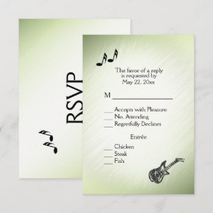 Guitar Theme Verbluffende Groene RSVP met de Keuze