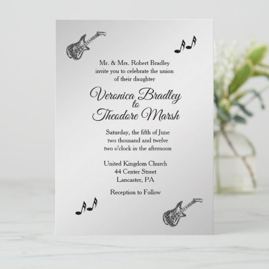 Guitar Theme Weddenschap 5,5 x 7,5 inch Kaart (Staand voorkant)