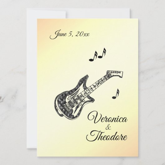 Guitar Theme Yellow Weddenschap Kaart (Achterkant)