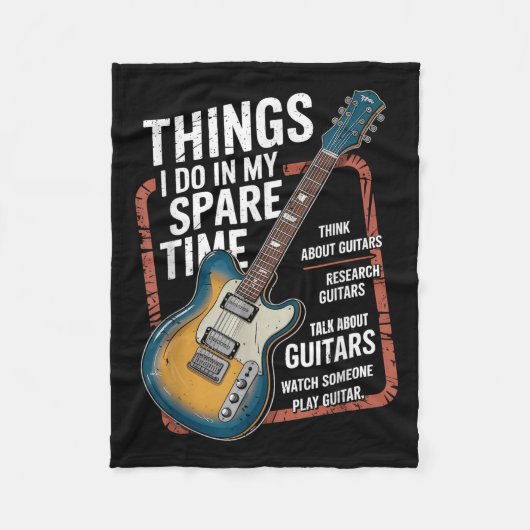 Guitar Things I Do In My Spare Time Funny Guitaris Fleece Deken (Voorkant)