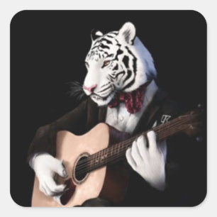 Guitar Tijger – Speelse Sticker Illustratie