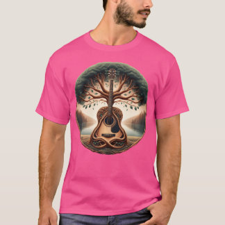 Guitar Tree Artwork Acoustic Guitar T-shirt