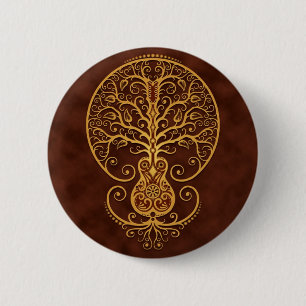 Guitar Tree, Golden Brown Ronde Button 5,7 Cm