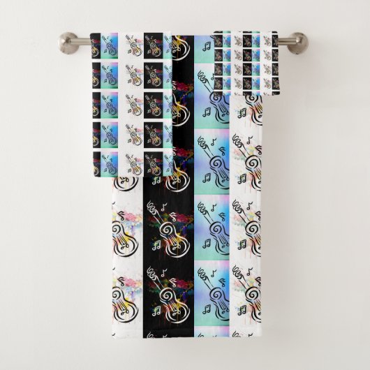 "Guitar Trilogy" Bathroom Towel set, aangepast ont Bad Handdoek (Insitu)