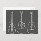 Guitar trio retro grunge briefkaart (Voorkant / Achterkant)