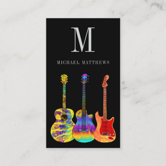 Guitar Tutor Musician Custom QR Code Social Media Visitekaartje (Voorkant)