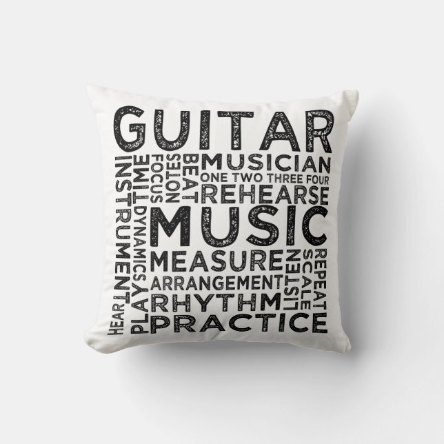 Guitar Typografie Kussen (Voorkant)