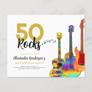 guitar - uitnodiging voor een 50e verjaardag flyer