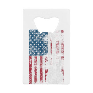 Guitar USA Flag Patriotic Guitar Lovers US Gift Creditkaart Flessenopener