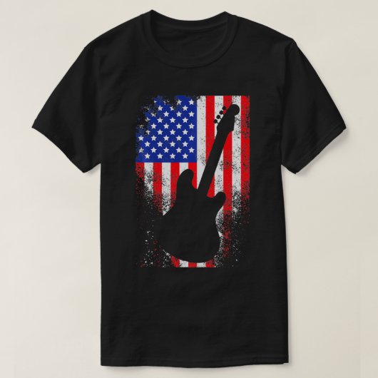 Guitar  USA Flag Rock 4, juli Funny GIF T-shirt (Design voorkant)