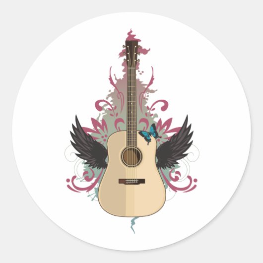 Guitar Vibes  Ronde Sticker (Voorkant)