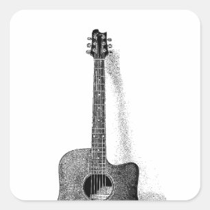 Guitar Vierkante Sticker