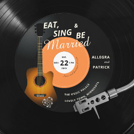 Guitar Vinyl Record Muziek Gedekte Black Wedding Kaart