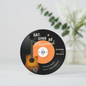 Guitar Vinyl Record Muziek Gedekte Black Wedding Kaart (Staand voorkant)