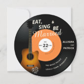 Guitar Vinyl Record Muziek Gedekte Black Wedding Kaart (Voorkant)