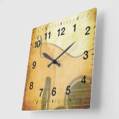 Guitar & Violin Soft Gold Afbeelding Vierkante Klok (Hoek)