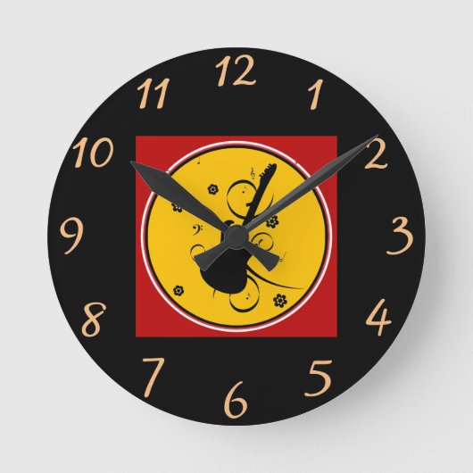 Guitar Wall Clock Ronde Klok (Voorkant)