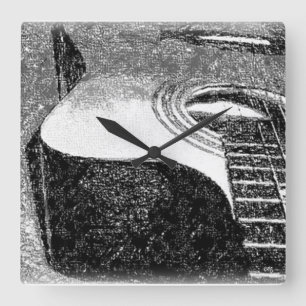 Guitar Wall Clock Vierkante Klok