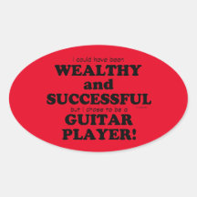Guitar Wealthy & Succesvolle Oval Sticker