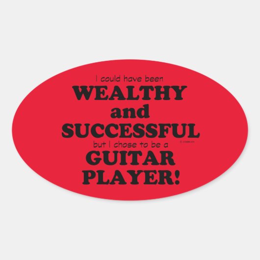 Guitar Wealthy & Succesvolle Oval Sticker (Voorkant)