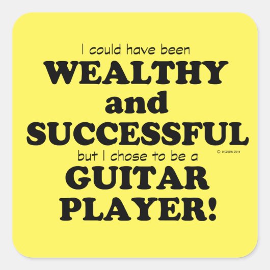 Guitar Wealthy & Succesvolle Square Sticker (Voorkant)