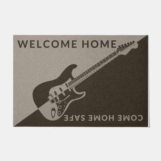 Guitar Welcome Home, kom Home Safe Retro Deurmat (Voorkant)