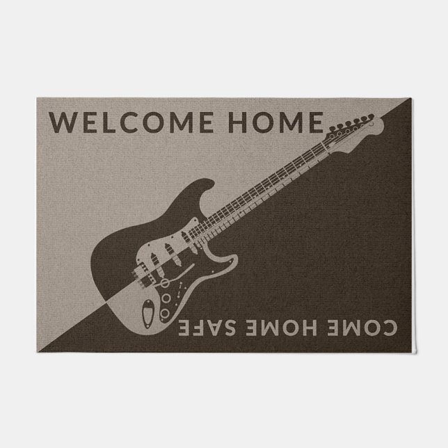 Guitar Welcome Home, kom Home Safe Retro Deurmat (Voorkant)
