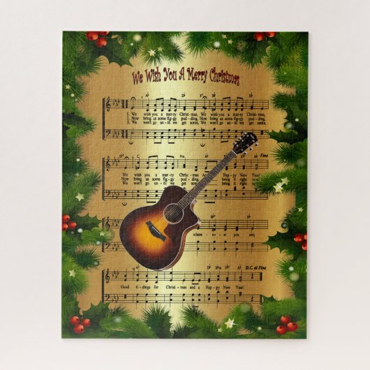 Guitar ~ "Wij wensen u een prettige kerstdag" ~ Legpuzzel (Verticaal)
