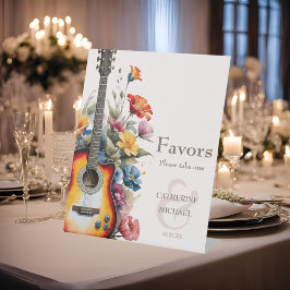 Guitar Wildflower Ampersand Musical Wedding Favors Reclamebord Met Voetstuk