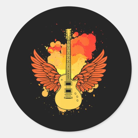 Guitar Wings Guitar Ronde Sticker (Voorkant)