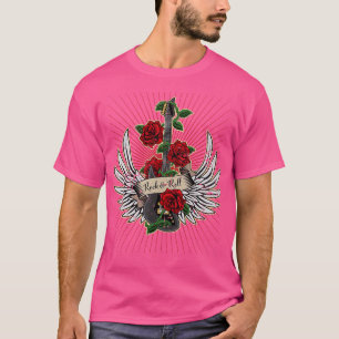 Guitar Wings Rozen Distress Rock en Roll Music T-shirt