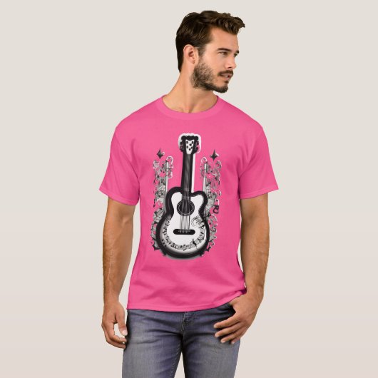 Guitar with musical notes for those who love music t-shirt (Voorkant volledig)