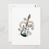 guitar with notes briefkaart (Voorkant / Achterkant)