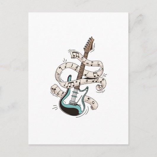 guitar with notes briefkaart (Voorkant)