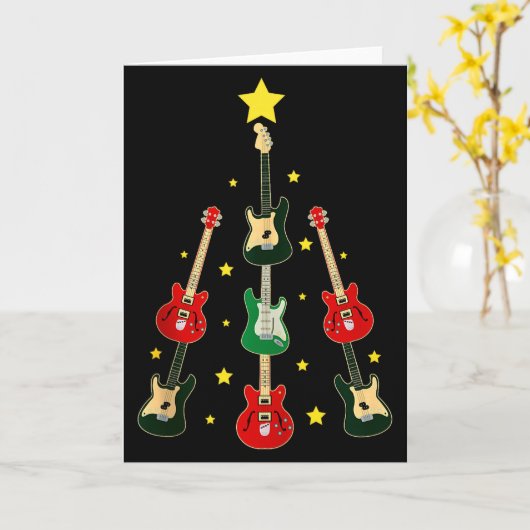 Guitar Xmas Tree Musical Guitar Lovers Guitarist C Kaart (Gele Bloem)