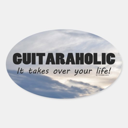Guitaraholic Life Oval Sticker (Voorkant)