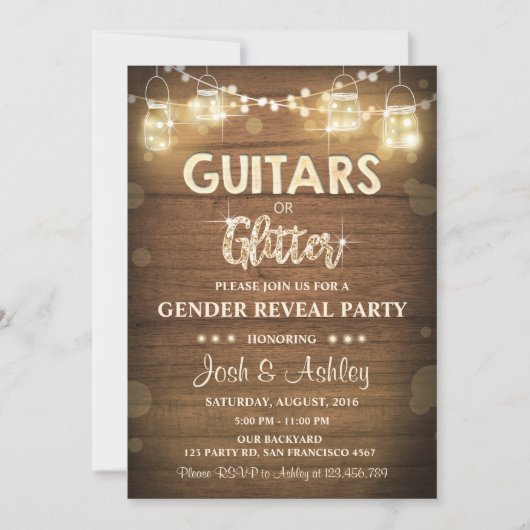 Guitaren of Glitter Gender Relitation Rustic Kaart (Voorkant)