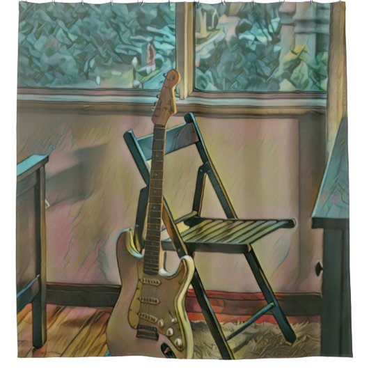 guitarist birthday gift douchegordijn (Voorkant)