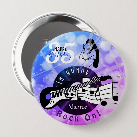 Guitarist Birthday Theme Button HAMbWG (Voorkant /achterkant)