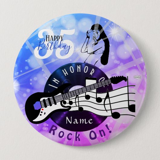Guitarist Birthday Theme Button HAMbWG (Voorkant)