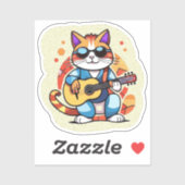 guitarist cat sticker (Vel)
