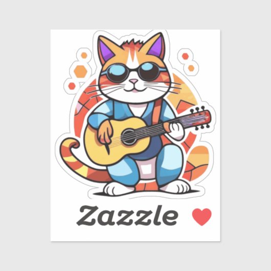 guitarist cat sticker (Vel)