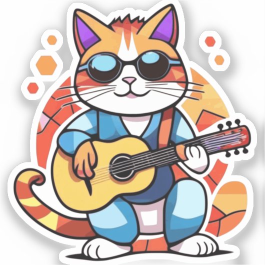 guitarist cat sticker (Voorkant)