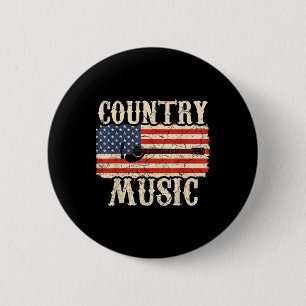 Guitarist Country Music Guitar American Flag Birth Ronde Button 5,7 Cm